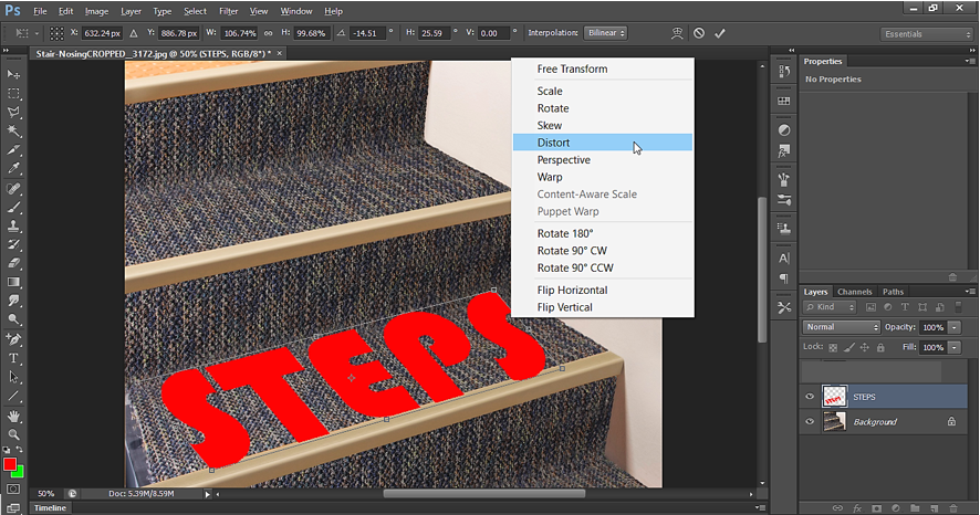 Distort Transform in Photoshop