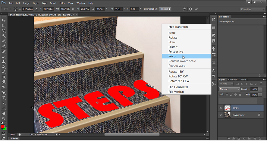 Warp Transform in Photoshop
