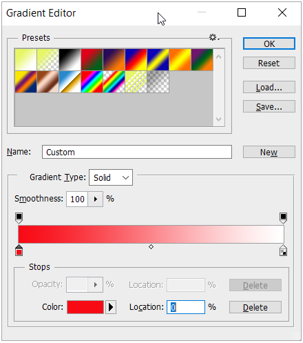 Gradient editor settings 2
