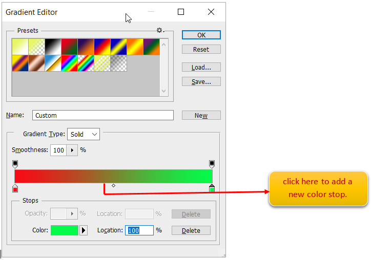 Gradient editor settings 3