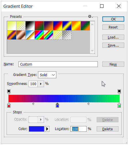 Gradient editor settings 4